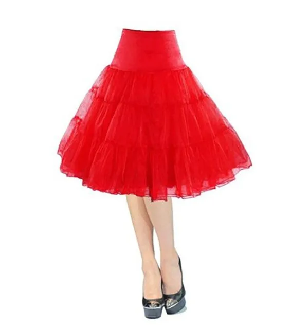 Petticoat de casamento vermelho rockabilly para mulheres, crinolina, saia curta de tule, underskirt, adulto tutu, half slips, acessórios nupciais, vermelho