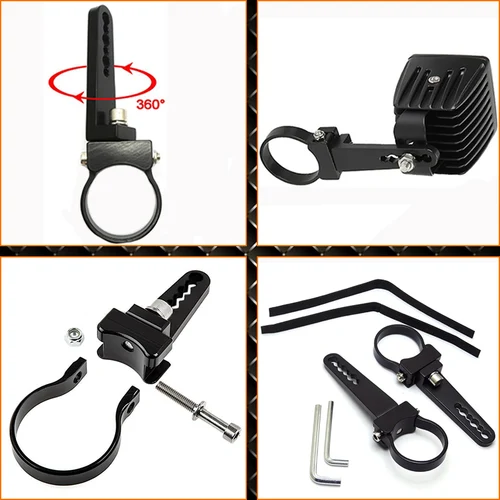 Imagen 2 del producto Soportes de montaje ajustables para foco Led de motocicleta, barra Led todoterreno 4X4, abrazadera de montaje de soporte de tubo de luz de trabajo