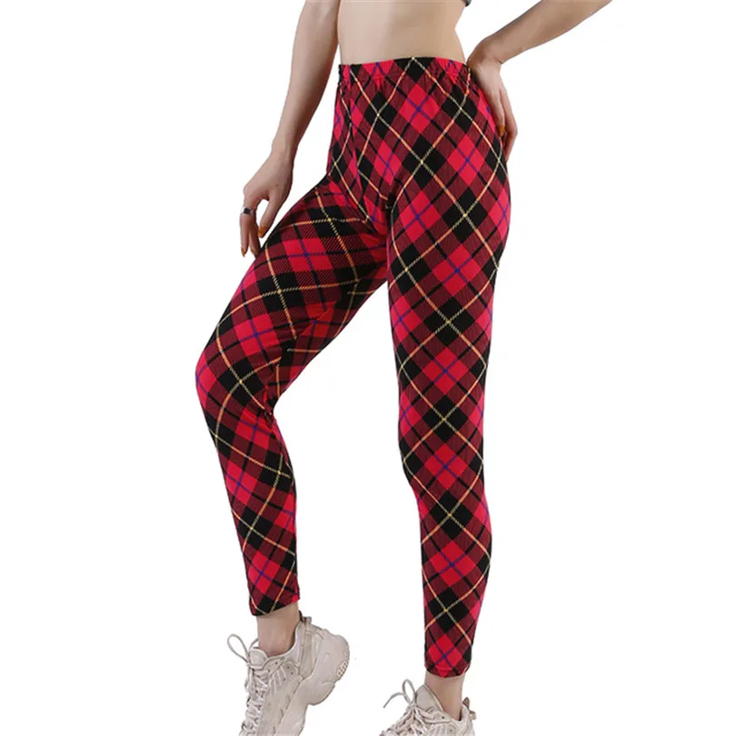 YRRETY Plaid Elasticity Fitness Running Leggins Women Pants Hip Push Up Tights Exercise Trousers Gym Activewear Drop Shipping