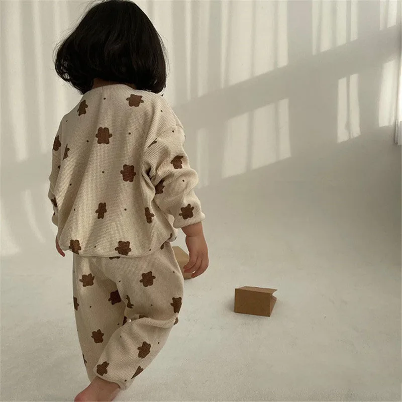 MILANCEL Kids Clothes Long Sleeve Bear Suit Girl Sets Loose Girls Clothes Boys 2Pcs Set