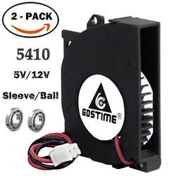 2Pcs Gdstime 5CM 50MM Blower Fan 5V 12V 50mm x 40mm x10mm 5410 Ball Radial Centrifugal Cooling Fan  Turbine Blower Cooler Fan