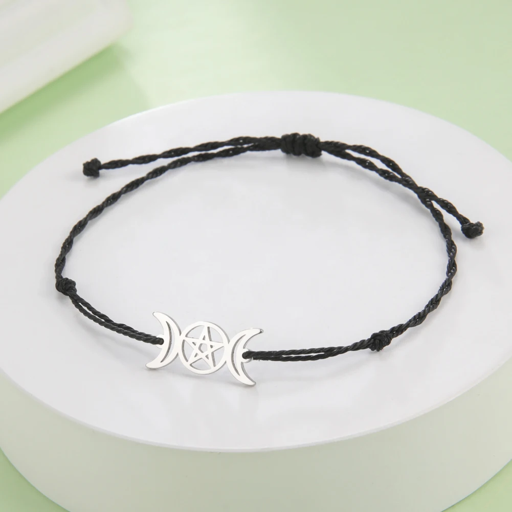Dreifache Mondgöttin-Armbänder für Männer und Frauen, Edelstahl, Pentagramm, Wicca-Charm-Armbänder, magisches Pentagramm, Hexe, Schmuck, Geschenk – Detail 12