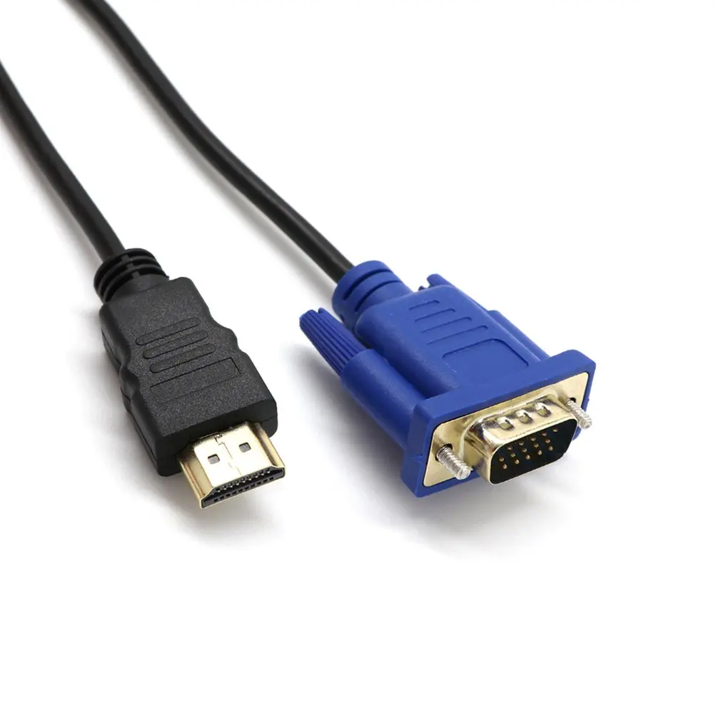 1M HDMI-compatible To VGA D-SUB Male Video Adapter Cable Lead For HDTV PC Computer Durable Video Adapter Cable
