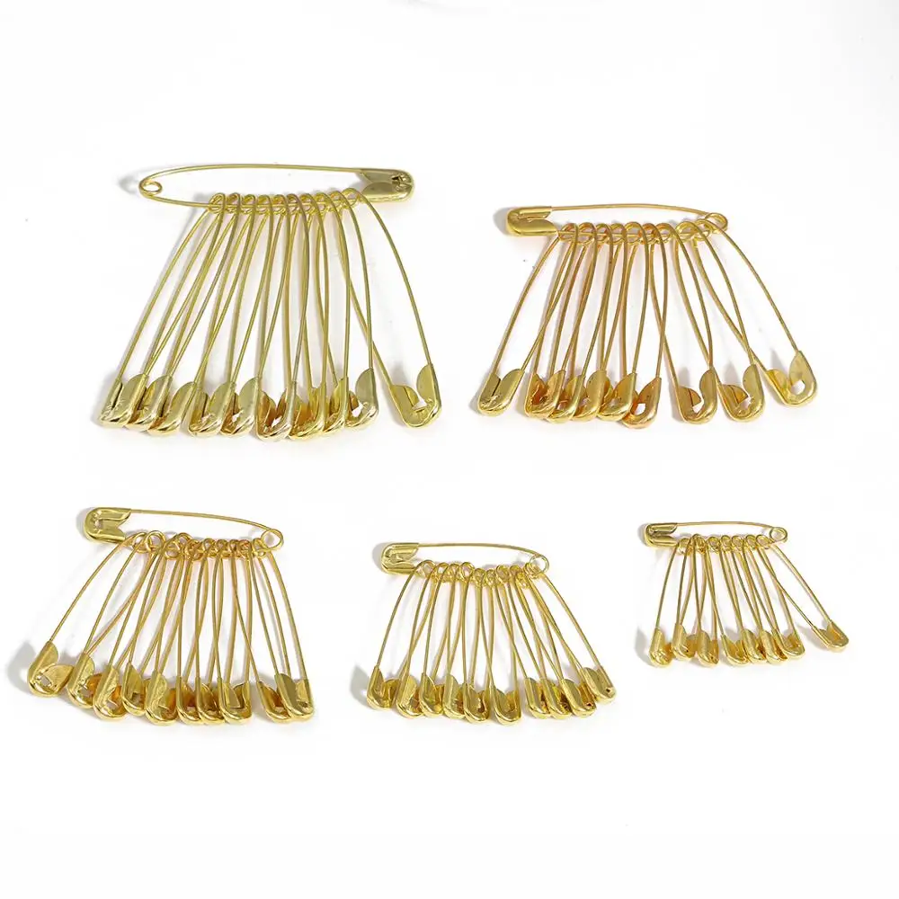 50pcs Gold Silver Iron Needles Large Safety Pin 27-55mm Small Brooch Sewing Tools For Apparel Clothes Tags Accessories Supplies