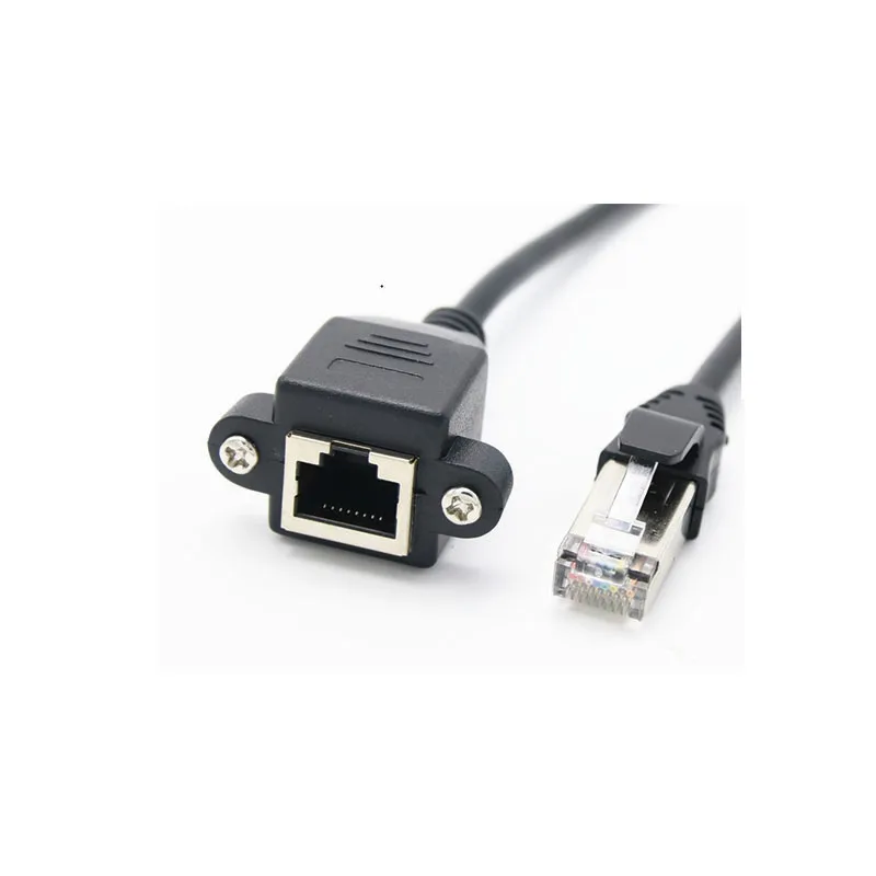 이더넷 LAN 네트워크 익스텐션 케이블, 수-암 나사 패널 마운트 커넥터, 8 핀 RJ45 케이블