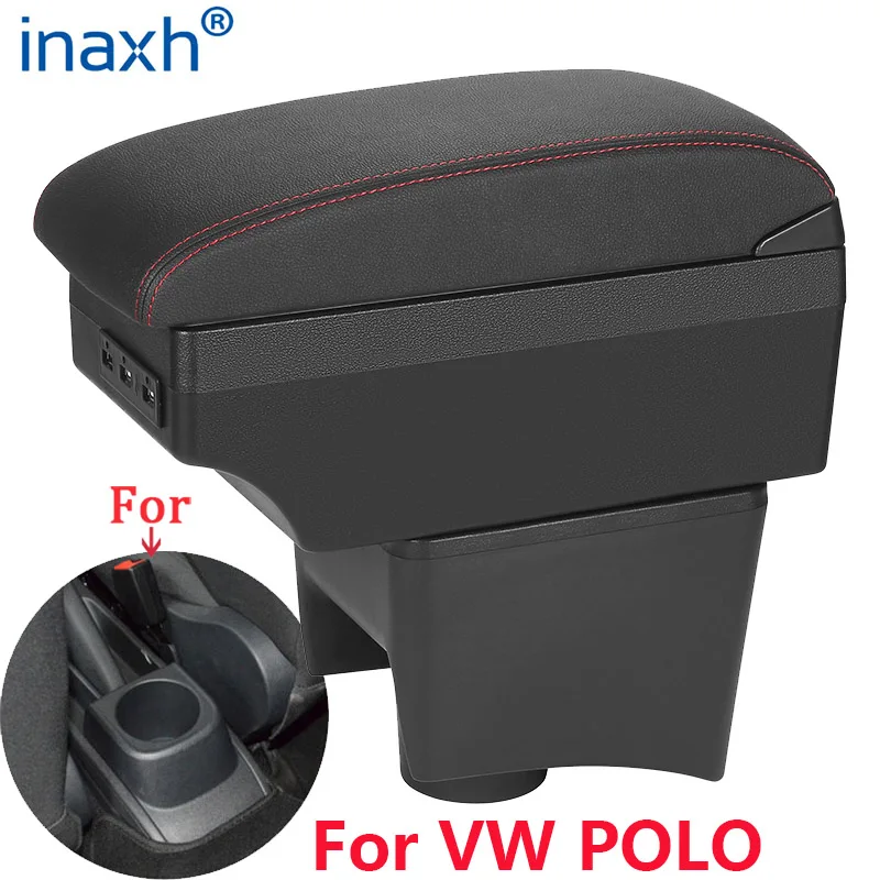 For Volkswagen POLO Armrest new For VW POLO Mk5 6R Vento Car Armrest box Interior Parts Storage Box Car Accessories 2012-2018USB