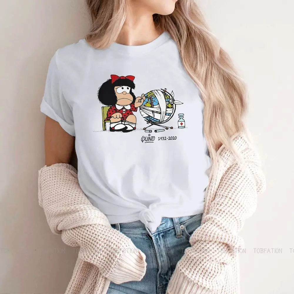 Adios Quino TShirt For Women Mafalda Comic Quino Tees Style Female T Shirt 4XL Homme Print Loose