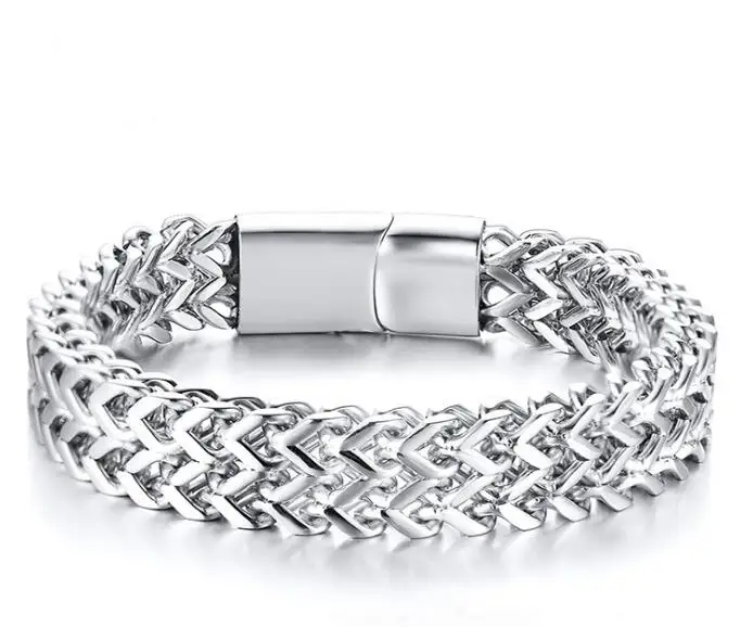 

GNAYY Pure Stainless steel Mens jewelry Sold Double Link Chain bracelet Bangle 12.5mm 8.66'' high quality