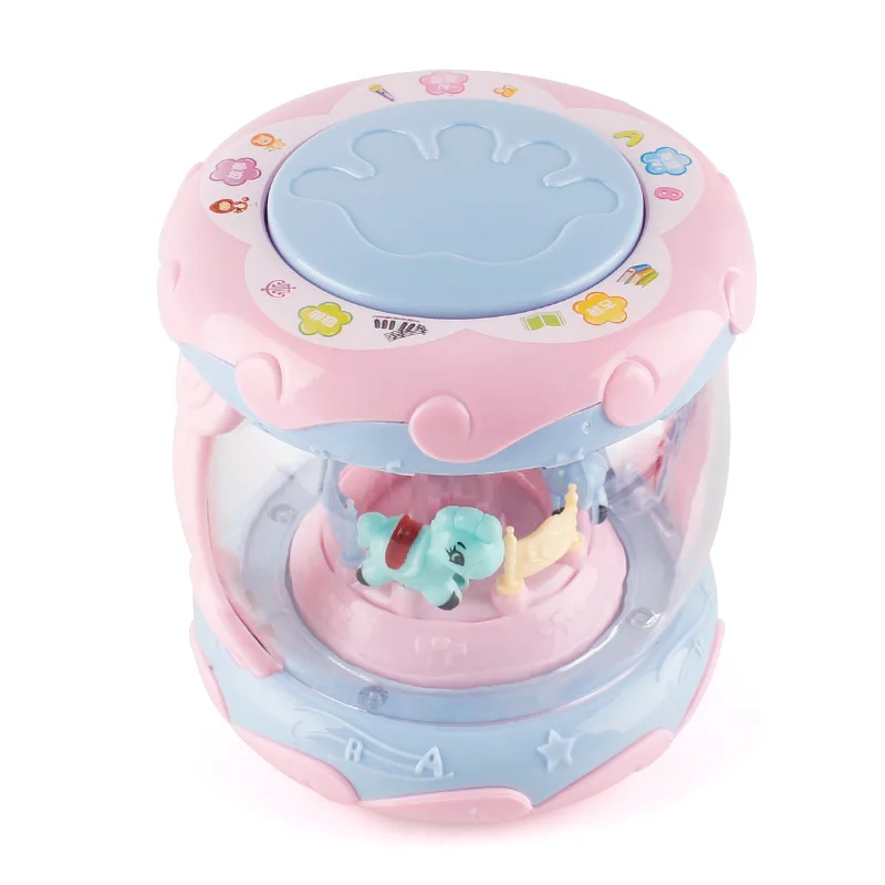 Jouets éducatifs pour bébé, carrousel, tambour à main, musique LED, apprentissage amusant