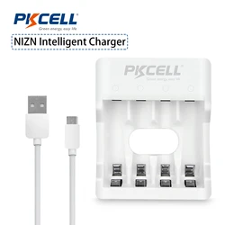 PKCELL-cargador de batería ni-zn AA/AAA, carga para 1-4 pilas recargables ni-zn AA/AAA, cargador de batería NIZN de 1,6 V, USB