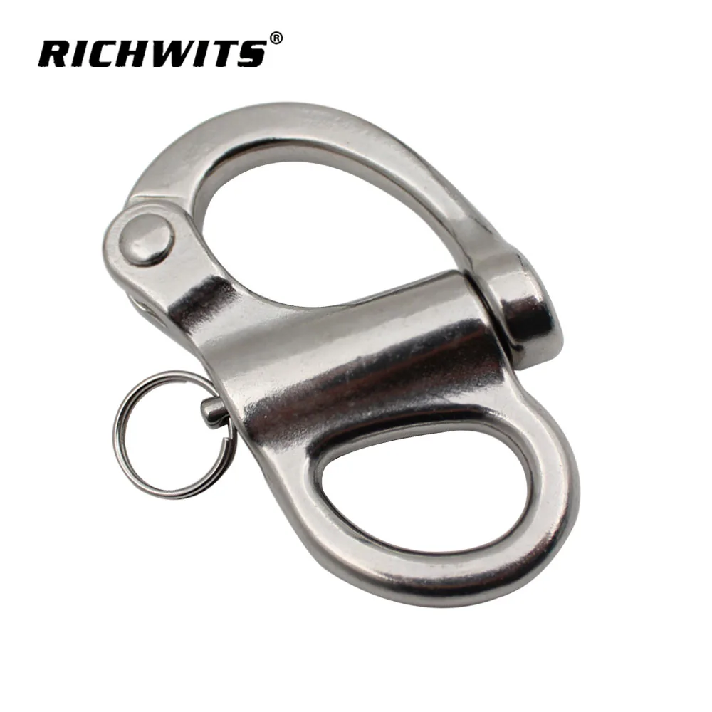 52mm Boat Snap Shackle Rigging Sailing Fixed Eye Snap Hook For Sailboat Yacht Marine Outdoor Wide Angle Opening Quick Release