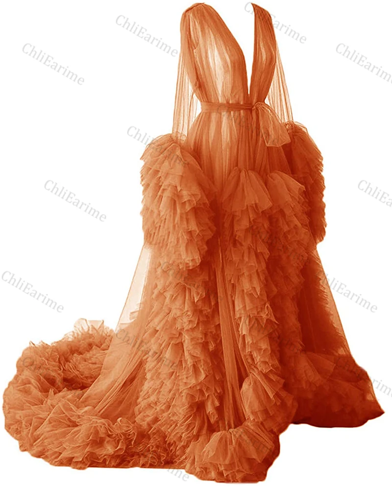 Sexy Illusion Long Lingerie Tulle Nightgown Bathrobe Sleepwear Bridal Robe Wedding Scarf