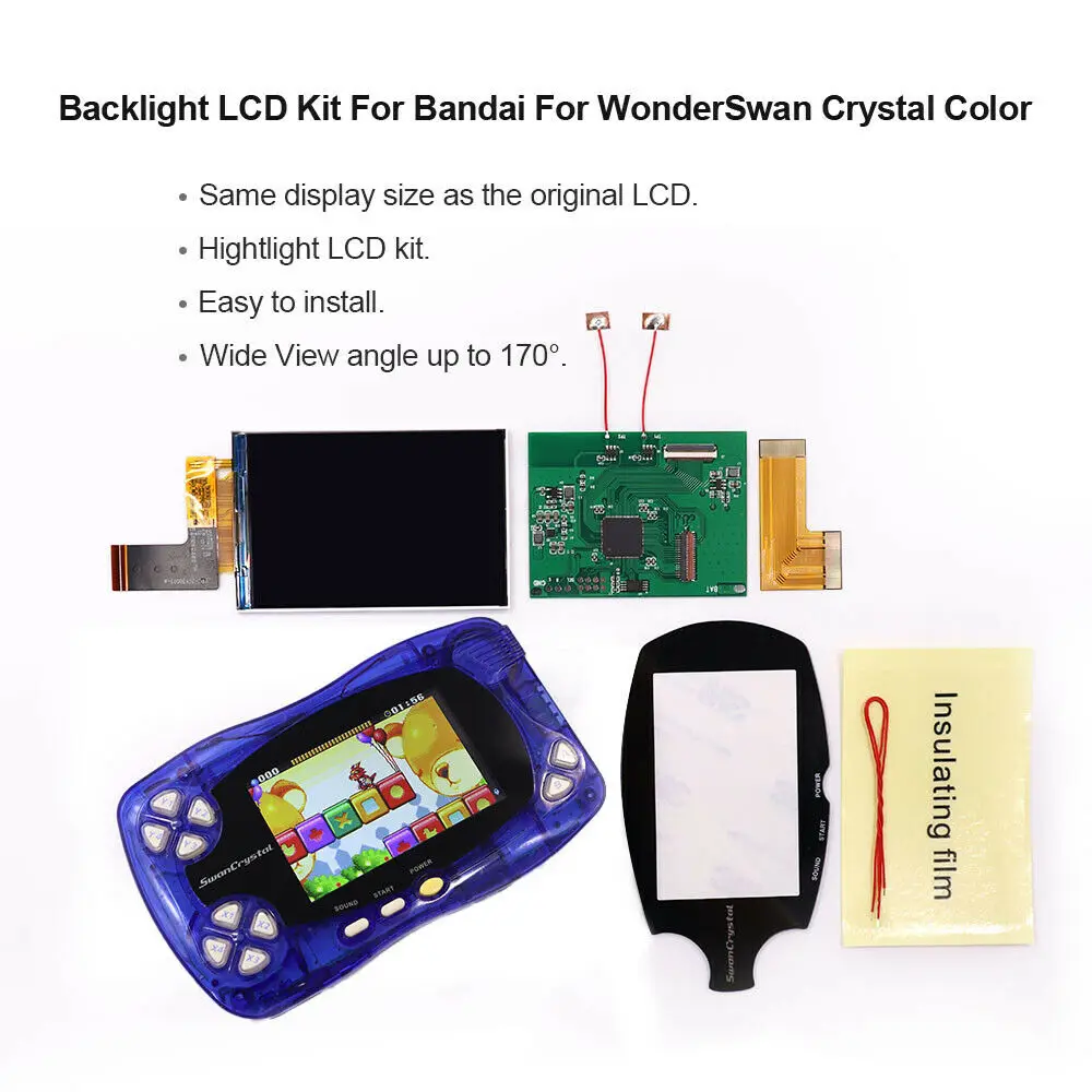 Hispeedido Highlight Backlight IPS LCD Screen Kit For Bandai WonderSwan Crystal For WSCC Console