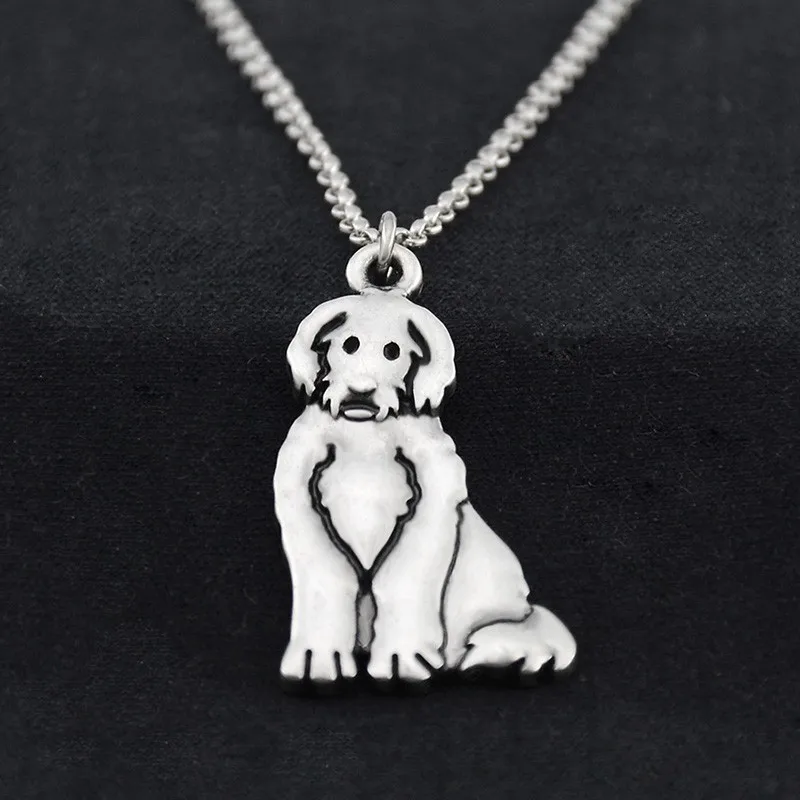 Vintage Cartoon Labradoodle Dog Charm Pendant Necklace Long Maxi Statement  Necklace for Women Chocker Stainless Steel Chain