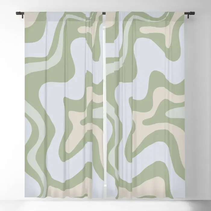 Green Liquid Swirl Abstract Pattern Blackout Curtains 3D Print Window Curtains for Bedroom Living Room Decor Window Treatments