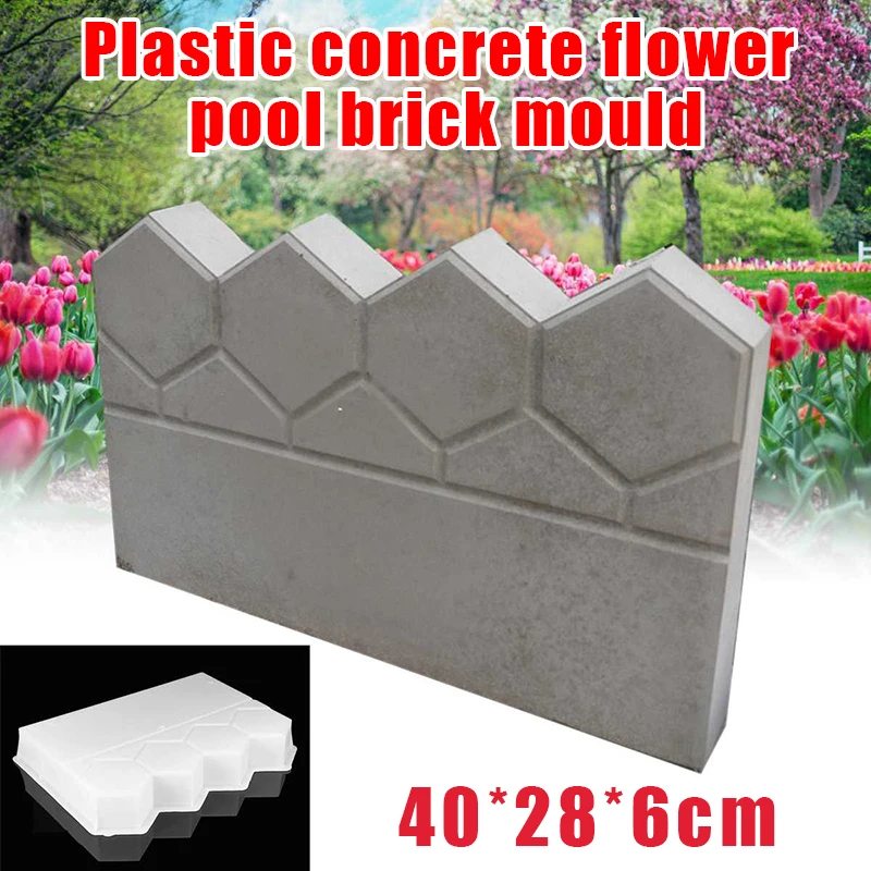 

Garden Fence Concrete Stone Road Flower Bed DIY Decoration Pave Making Plastic Reusable Antique Cement Brick Mold