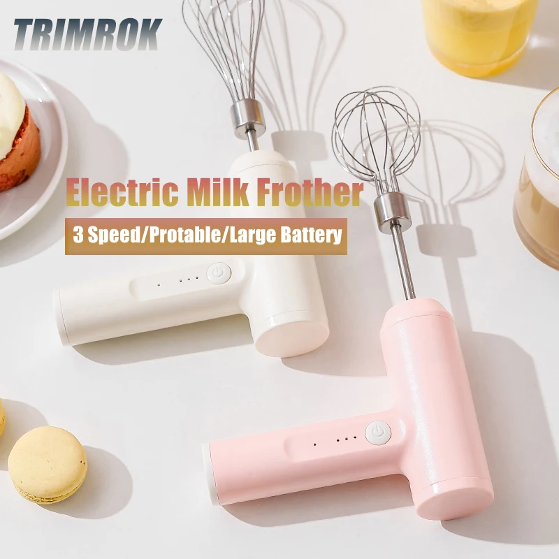 

TRIMROK 3 Mode Electric Milk Frother Coffee Frother Foamer Whisk Mixer Stirrer Egg Beater Handheld Milk Coffee Egg Stirring Tool