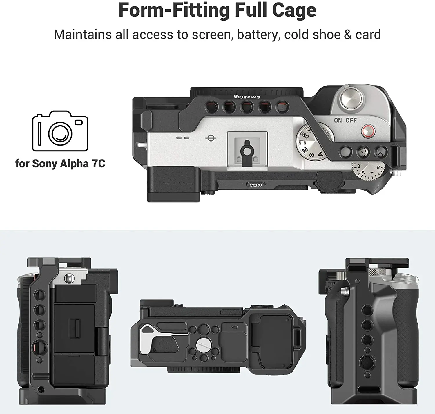 SmallRig Formfitting Full Máy DSLR A7C Khung Máy Ảnh Cho Sony A7C Lồng Giàn Khoan Có Micro LED Lấp Đầy Ánh Sáng Mở Rộng Di Động Giàn Khoan 3081