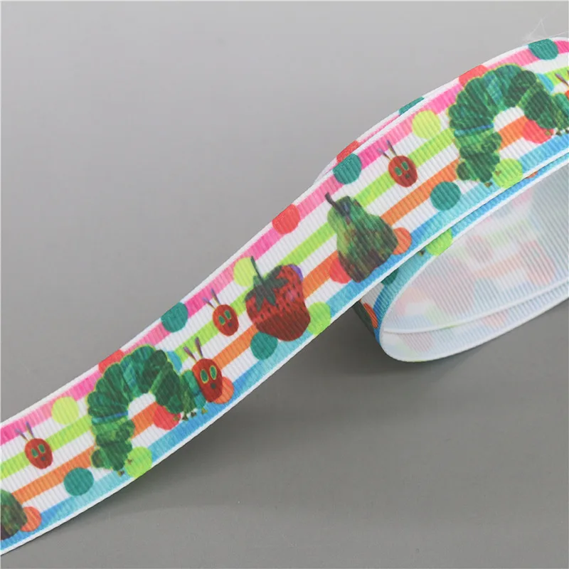 DUWES 50yards Hungry caterpillar Printed Grosgrain Ribbon Accessory Hairbow Headwear Decoration DIY Wholesale OEM D1463