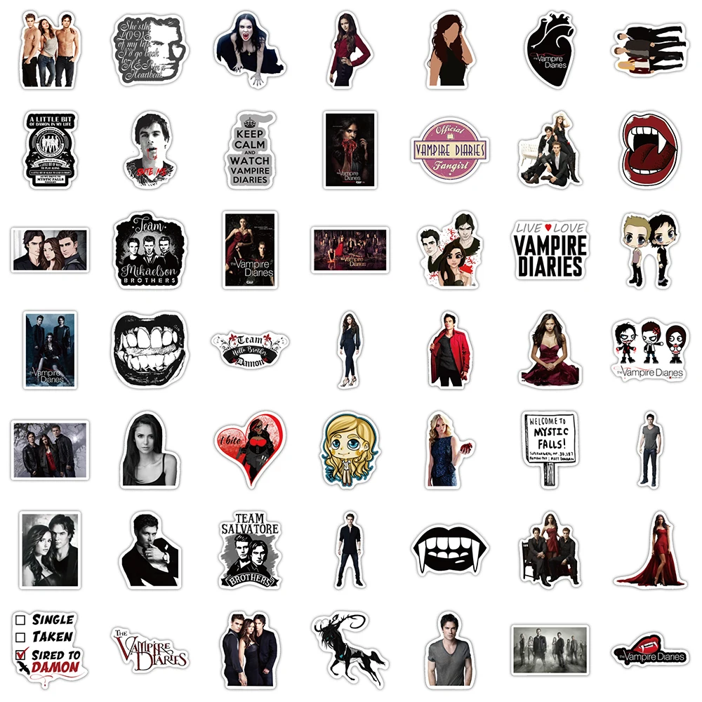 10/50/100PCS TV Show The Vampire Diaries Stickers for Laptop Water Bottle Waterproof Graffiti Aesthetic Sticker Packs Kid Toys