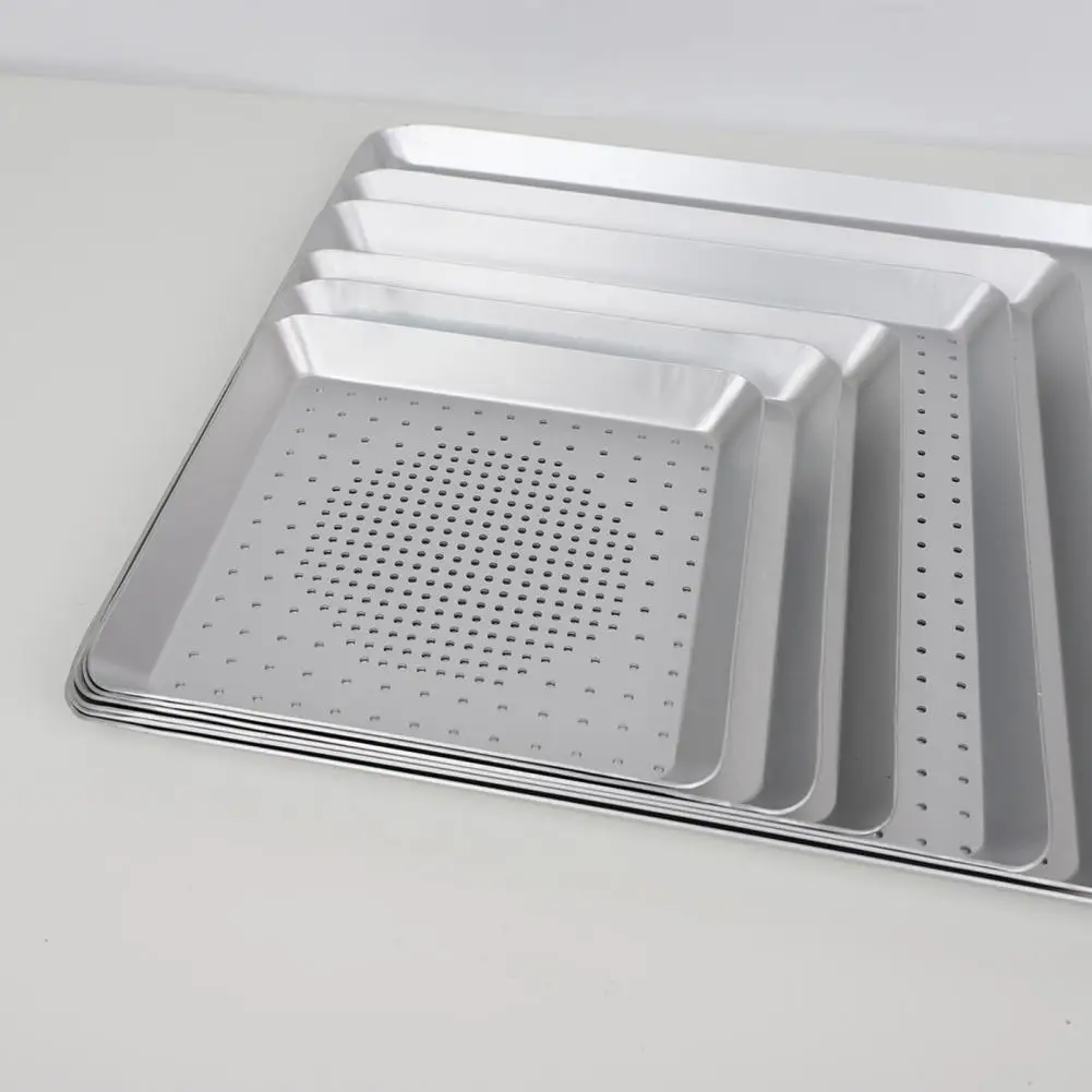 8/9/10/12/15 16 Inch Pizza Pan Baking Dishes Square Non-Stick Aluminium Alloy Punching Mesh Pizza Baking Pan Tray Kitchen Tool