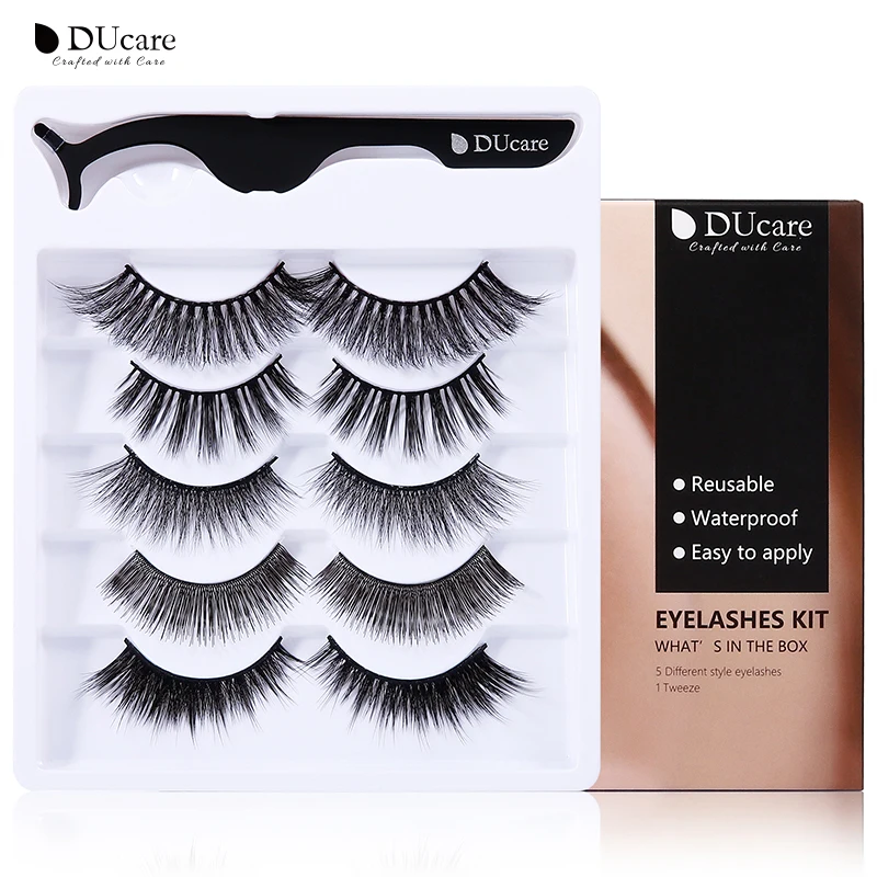 

DUcare 5 Pairs Natural False Eyelashes Thick Makeups 5D Mink Lashes soft Eyelash Extension Fake Eyelash Long Mink Eyelashes