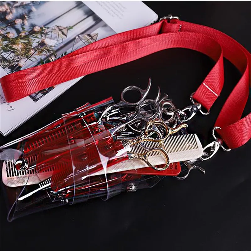 Professional 7 Pockets PVC Hair Scissors Bag Scissors Pouch Barber Scissor Holder Case With Belt Salon Hairdressing Tool