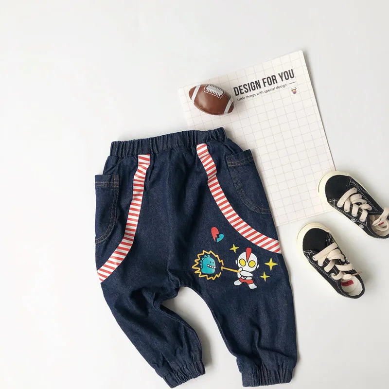 

Tonytaobaby Spring New Pure Cotton Cartoon Printed Thin Breathable Jeans for Boys and Girls Boys Pants