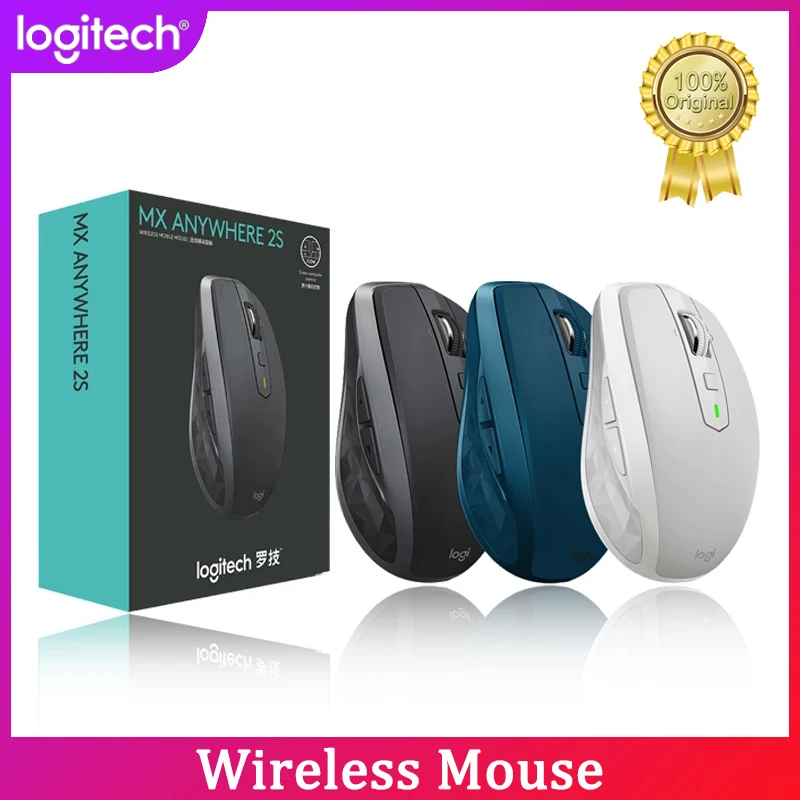 New Logitech Multi-device 2.4Ghz Wireless Mobile Mouse MX Anywhere 2S 4000DPI Rechargeable Office mouse for Desktop Laptop