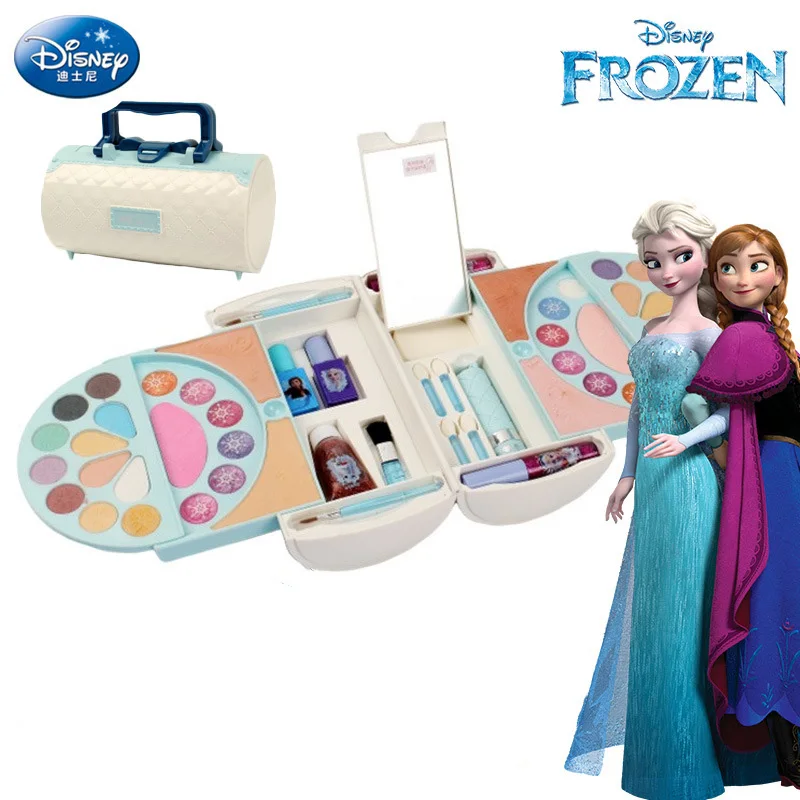 

Disney girls Princess frozen elsa anna real suitcase Makeup set with original box Cartoon Beauty Fashion Pretend Toys