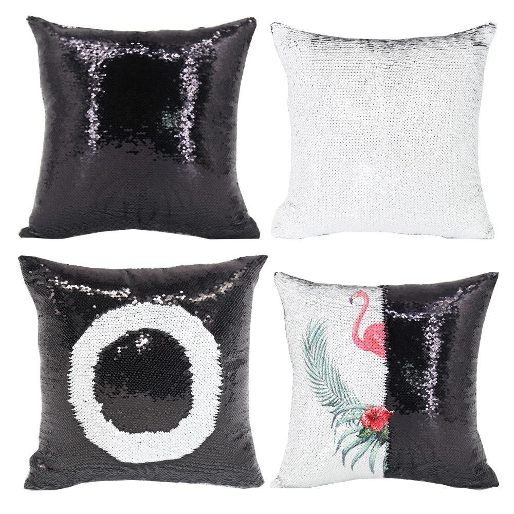 40×40cm 10pcs Sublimation Blanks Sequin Pillow Case Magic Pillows Swipe Cushion Cover Pillowcase