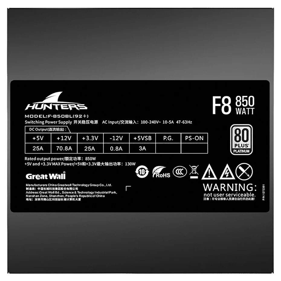 GreatWall F12 PC Power 1200W 80Plus Platinum full module Desktop power supply PSU PFC Silent Fan with automatic start and stop