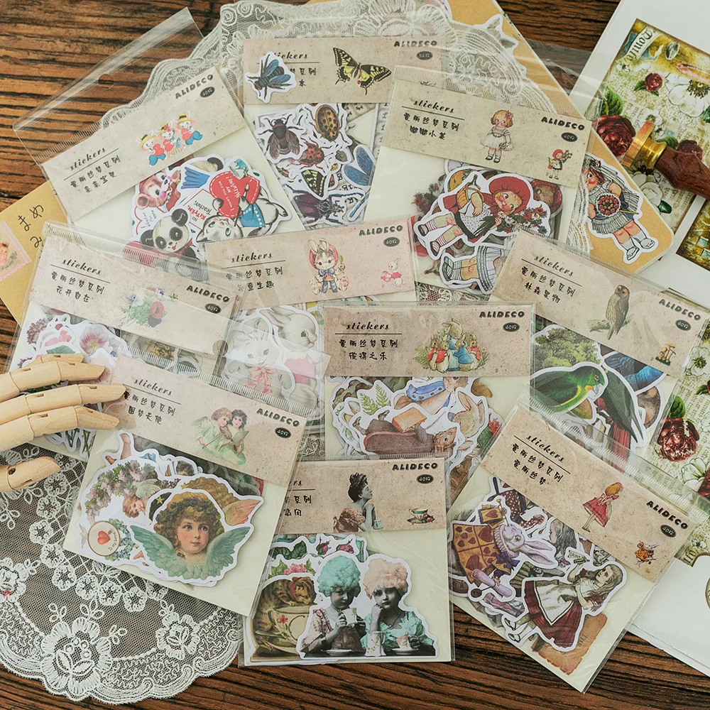 

20sets/1lot kawaii Stationery Stickers Vintage Alice dream Diary Planner junk journal Decorative Scrapbooking DIY Craft Stickers