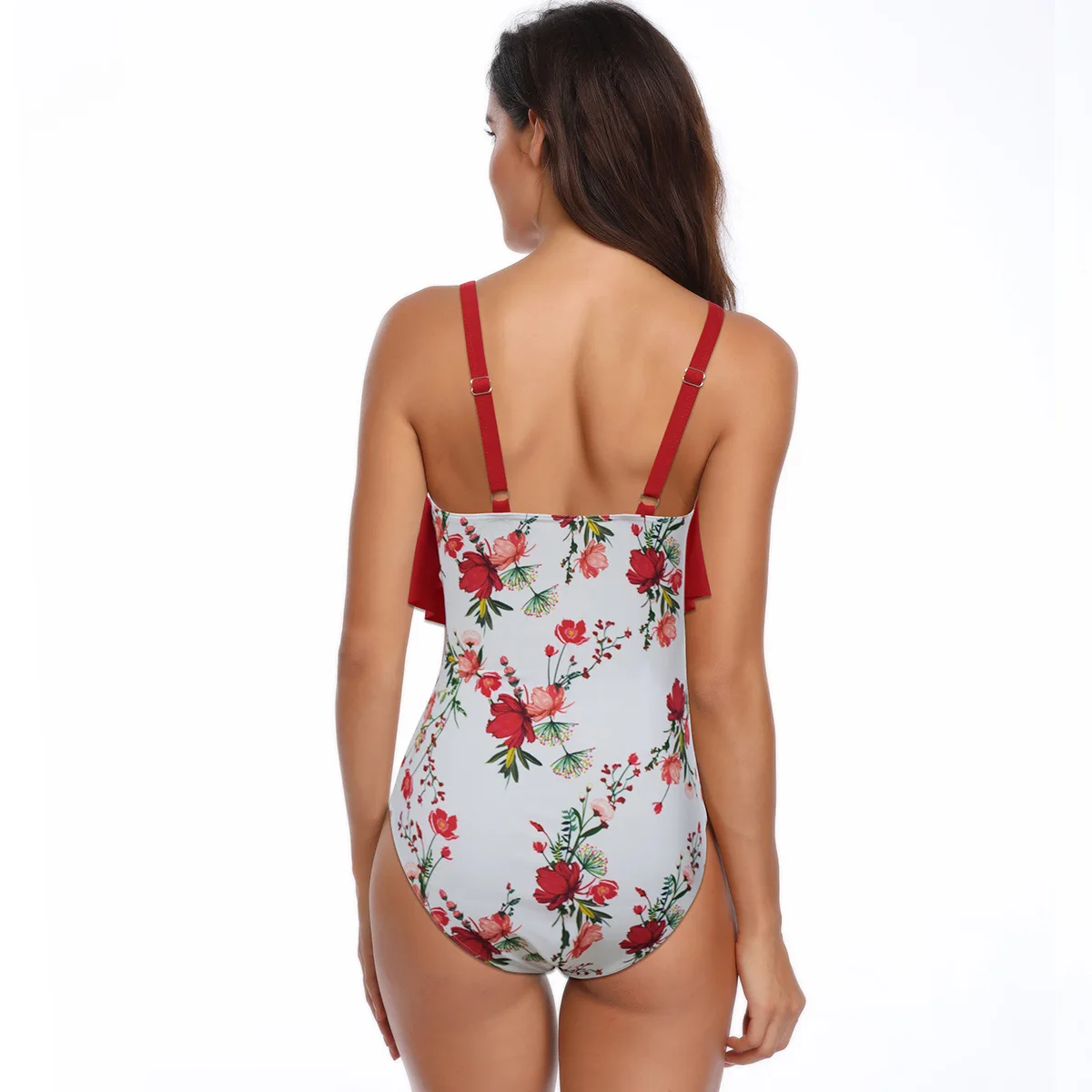 2023 One Piece Swimsuit Woman Club Wear Floral Printed High Waisted Bikini Set 2XL For Big Girls Beach Wear Dropshipping