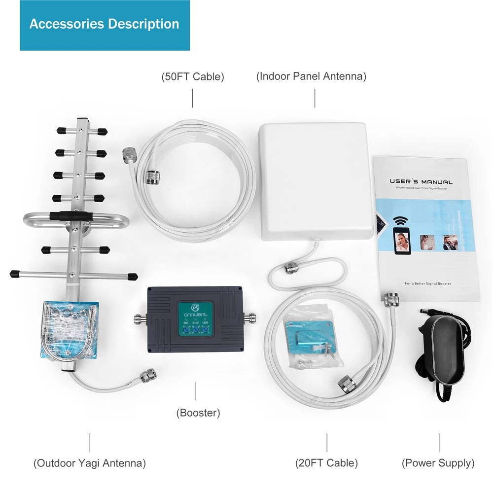 Amplificador de señal móvil para el hogar y la Oficina, repetidor GSM de banda 5/850 MHz, 1800/2100/3/1 MHz, 70dB, 2G, 3G, 4G, LTE