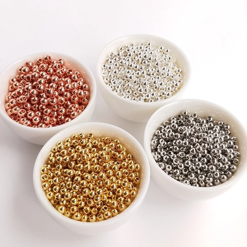 2-6MM Color Retention Gold Plated Copper Loose Beads Positioning Spacers DIY Jewelry Accessories