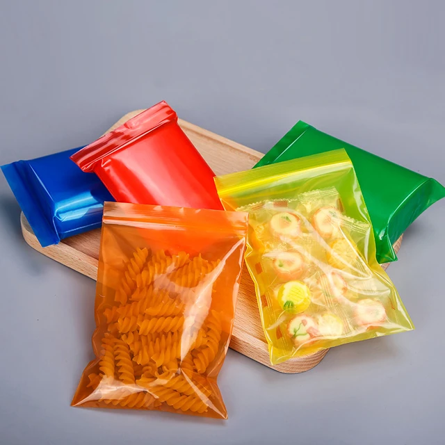 100Pcs Transparent Color Zip Lock Plastic Packaging Gift Storage Bag Food Powder Herb Small Flat Pouches PE Mini Sachets AliExpress
