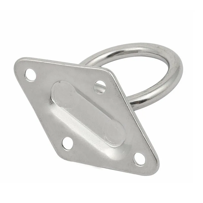 2Pcs Boat Stainless Steel 6mm Ceiling Wall Mount Hook Oval Door Buckle Diamond Shaped Fixed Buckle Anchor Eye Plate