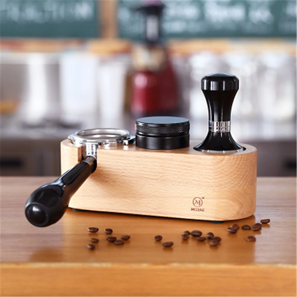 Coffee Tamper Holder for 51/53/58 MM Coffee Hammer Stand Espresso Tamper Pads Anti-Skid Tamping Holder Wood Press Powder Base