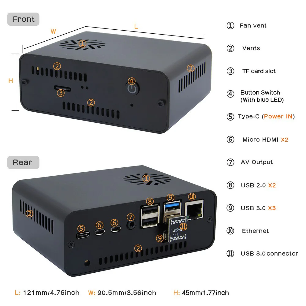 Raspberry Pi 4 Model B NASPi 2.5 inch SATA HDD/SSD Board / Shield & Metal Case with Auto ON / Safe Shutdown Function