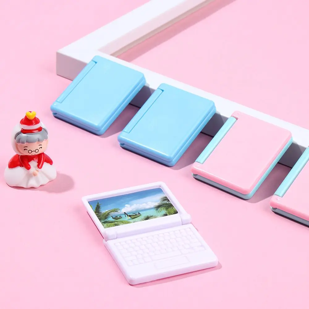 1Pcs Simulation Miniature Tablet Computer Mini Laptop Model Collapsible Office Computer Model Dollhouse Decoration Access