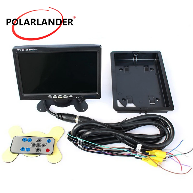 Car Video Monitor For Front Rear Side View Camera Quad Split Screen 6 Mode Display PolarLander DC12V-24V 7\