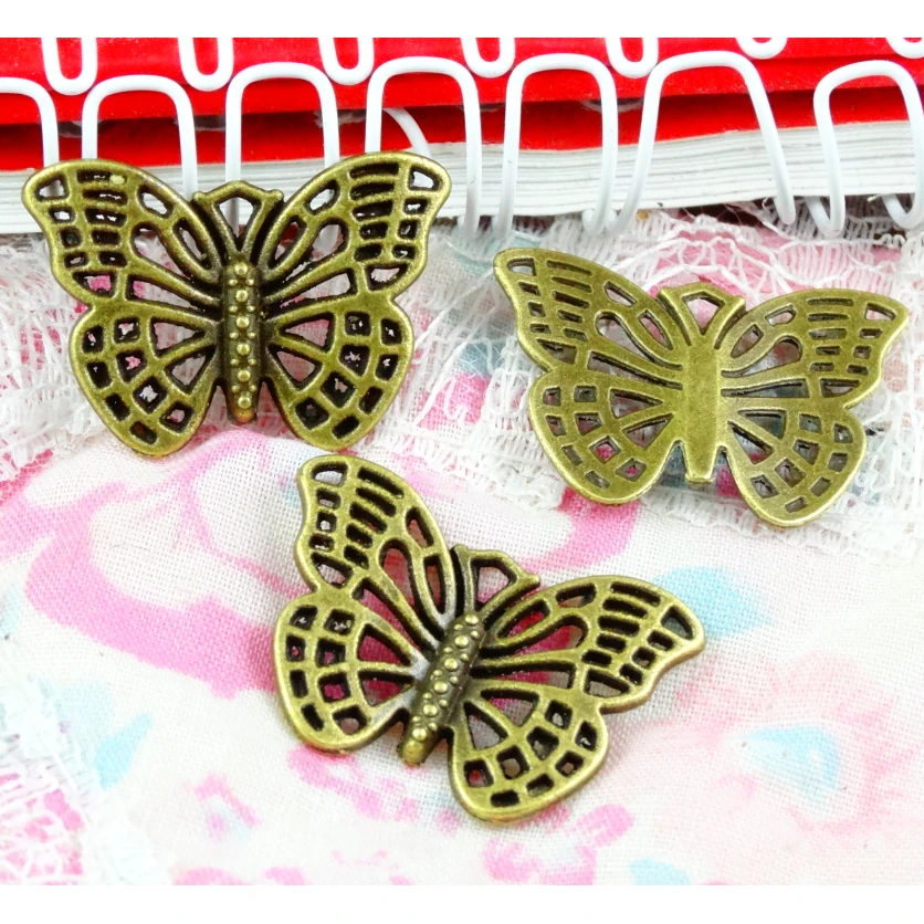 

80pcs 26x18mm Antique Bronze Plated Butterfly Handmade Charms Pendant:DIY for bracelet necklace