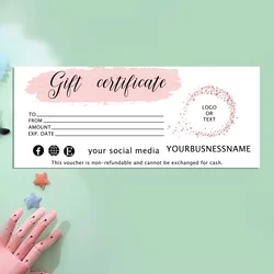 Modern Gift Card for Customers, ADD Your LOGO, Rose Gold Gift Certificate, Pink Gold Voucher