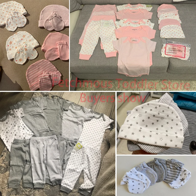 0-6 Months Newborn Set Baby Boy Clothes Suit Jumpsuits+Pants+Hat+Gloves Infant Girl Birth Outfit ropa bebe Onsies Sets Summer