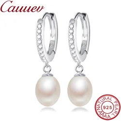 Boucles d'oreilles goutte d'eau en perles d'eau douce 100% naturelles pour femmes, bijoux en argent 925, cadeau de fête élégant, mode, contre-indiqué, qualité supérieure