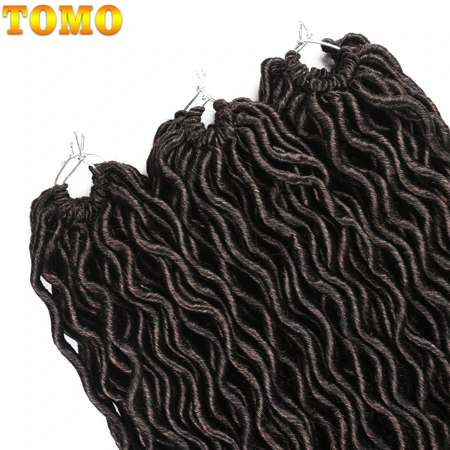 TOMO 20 Inch Goddess Faux Locs Crochet Hair Extensions Synthetic Soft Locs with Curly Ends Wavy Faux Locs Braiding Hair 24 Roots