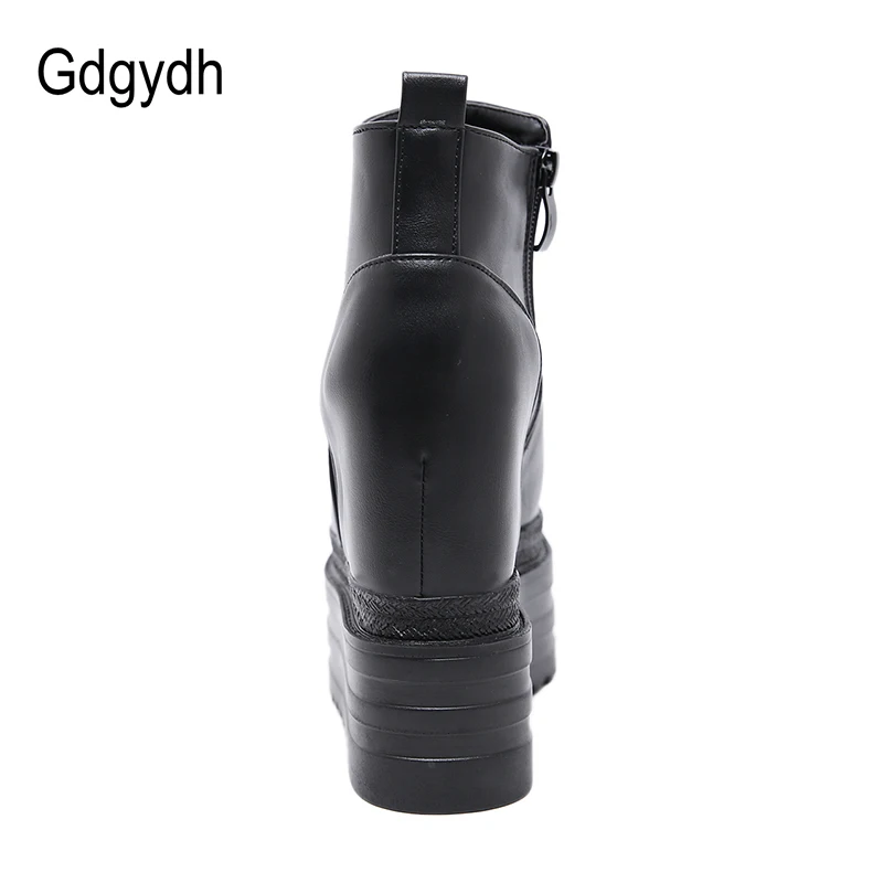 Gdgydh Luxury Brand Ladies High Platform Wedge Boots Fashion High Heels Ankle Boots Women Black Party Woman Fall Shoes Comfort