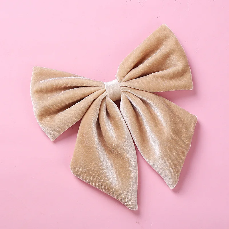 Koreanische 6 Zoll Samt Bögen Haar Clips Für Kinder Nette Weiche Band haarnadel Kinder Big Bowknot Party Hairclip Mädchen Haar zubehör – Detail 2