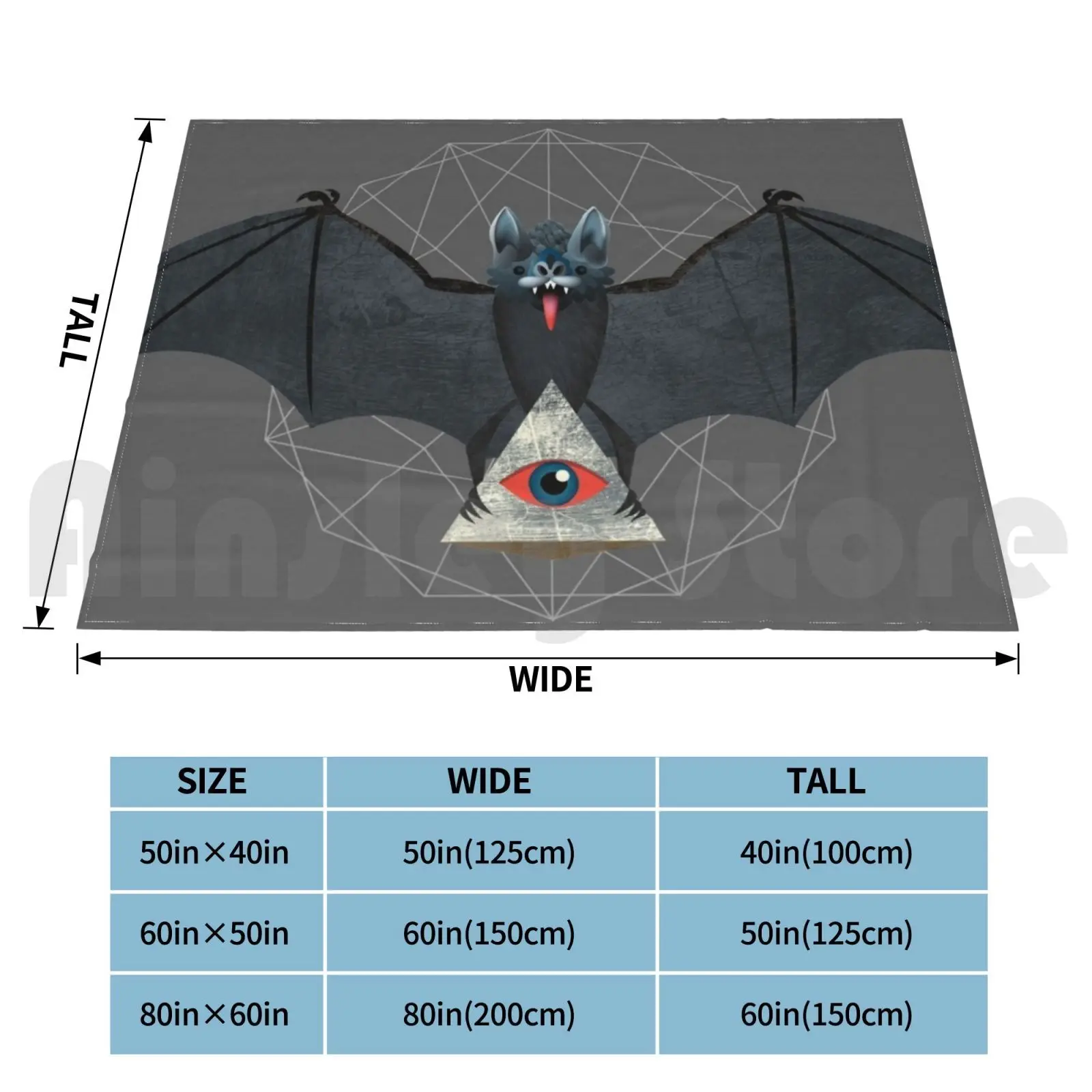 Vampire Bat With Pyarmid Blanket For Sofa Bed Travel Bat Vampire Vampire Bat Cosmic Pyramid Eye Illuminati